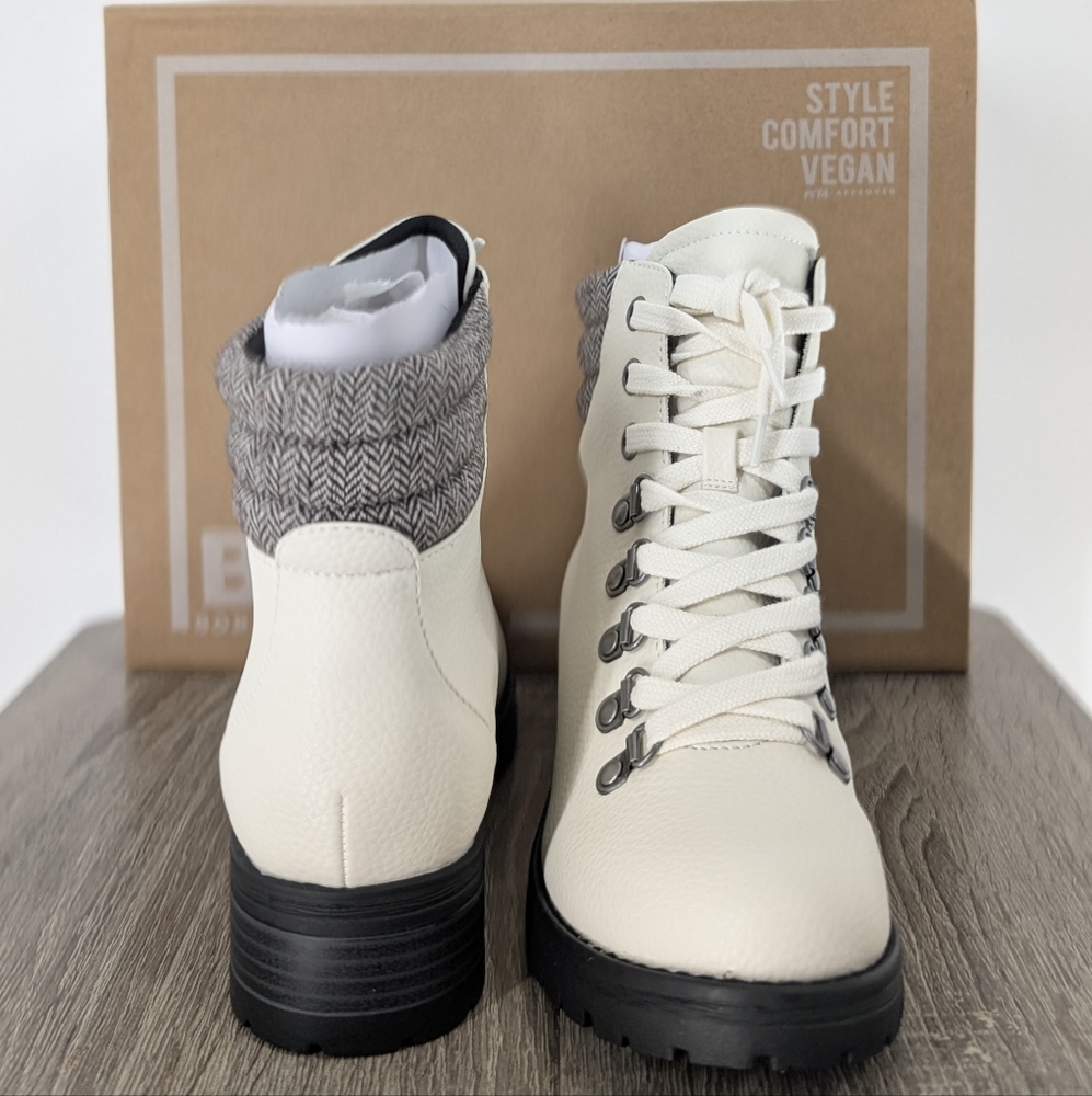 Size 6 BC Vegan White Ankle Boots New !
